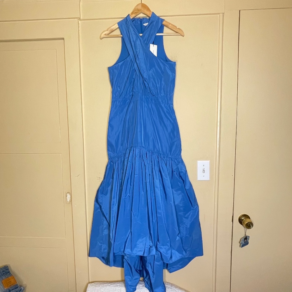 Veronica Beard Elegant Blue Halter Dress